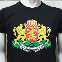 Нова мъжка черна тениска с релефен трансферен печат Герб на България , снимка 11 - Тениски - 28017520