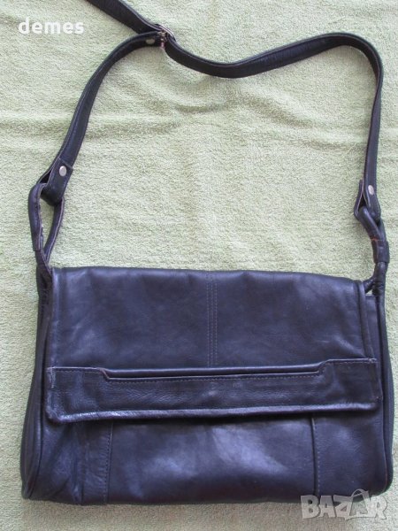  Дамска чанта в черно от естествена кожа, нова, снимка 1