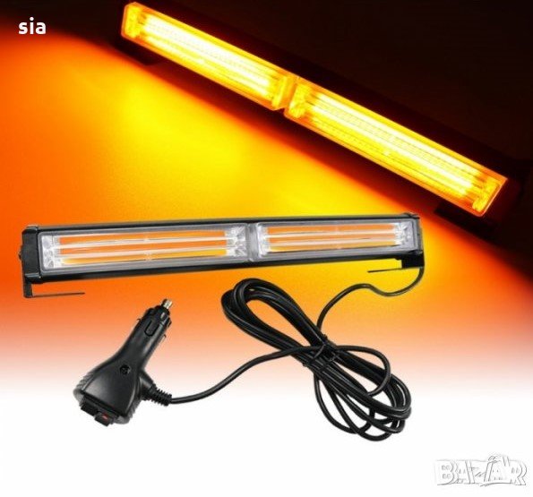 Сигнална лампа за пътна помощ, 320мм/45мм/50мм, прожектор, блиц, маяк, 12/24V, черен, снимка 1