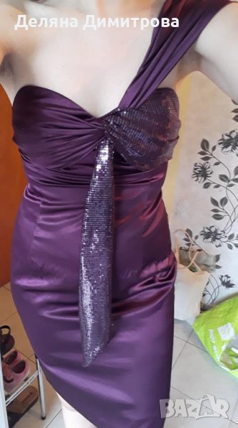 Коктейлна официална рокля сатен, снимка 1
