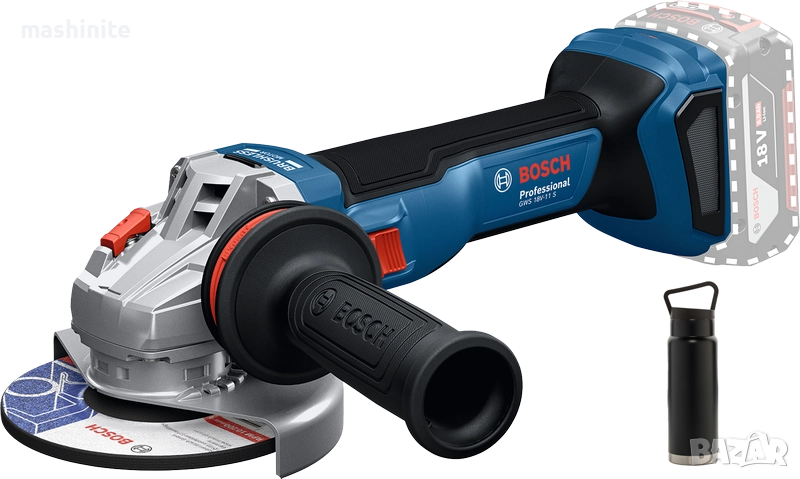 Акумулаторен ъглошлайф безчетков с обороти GWS 18V-11 S Bosch, снимка 1