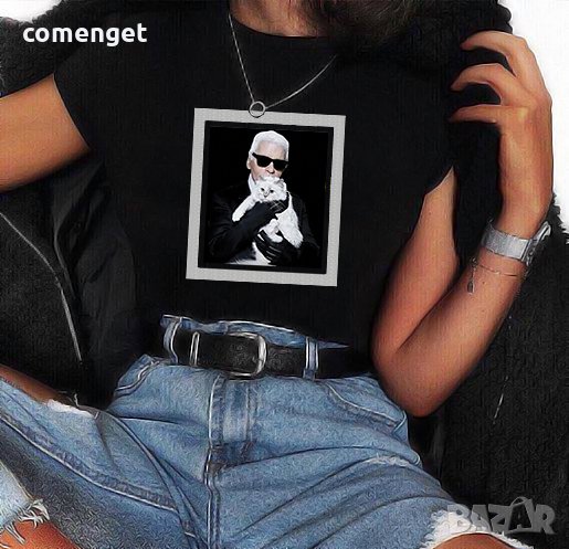 NEW! Дамски тениски LOVE CAT с KARL принт! Поръчай модел с твоя идея!, снимка 1