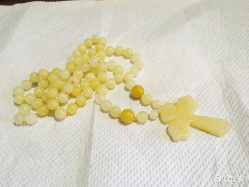 Броеница, Молитвена християнска броеница от нефрит Исус Христос религия, снимка 1