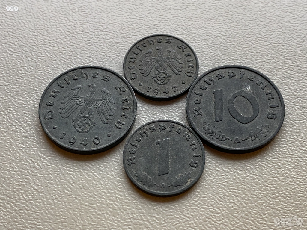 1 и 10 пфенига (райхспфенига) 1940, 1942, 1943 Германия - Трети Райх, снимка 1