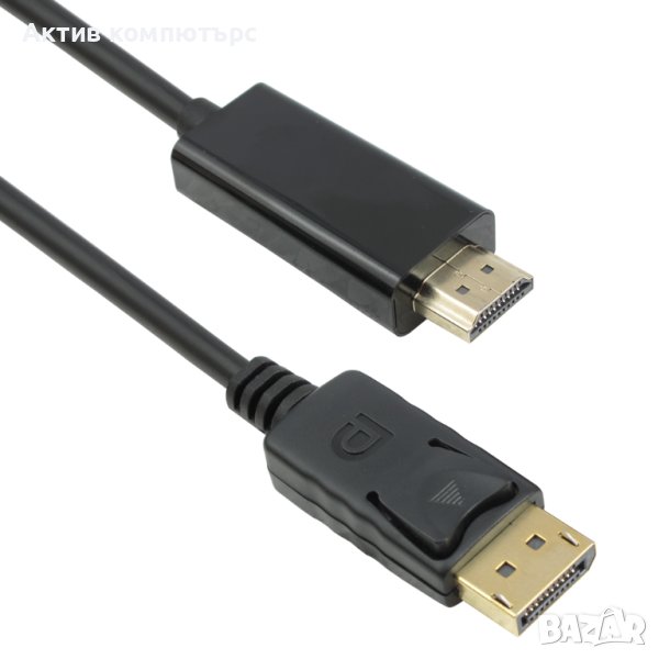 Кабел DeTech DP HDMI M/M, cooper, 1.8м, Черен, снимка 1