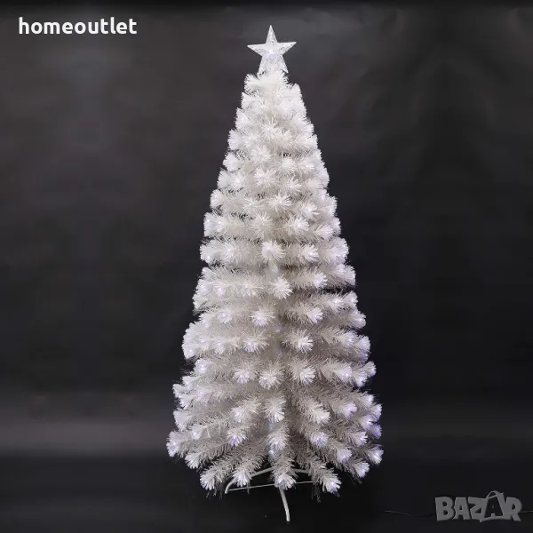 ПРОМОЦИЯ Коледна елха в бяло с вградени LED светлини и височина 150 см, 88063, снимка 1