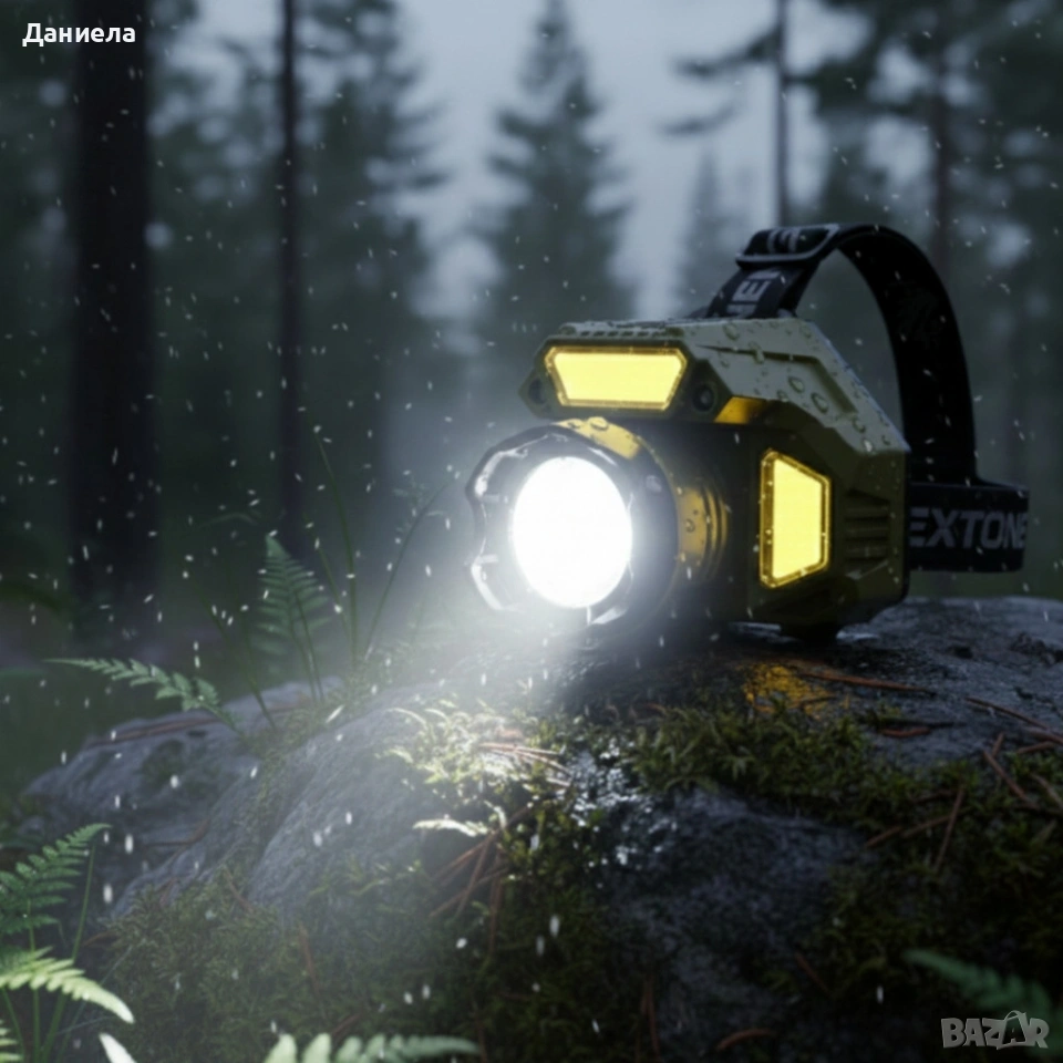 Акумулаторен LED челник HX-917S със сензор за движение, Type-C зареждане и батерия 18650, снимка 1