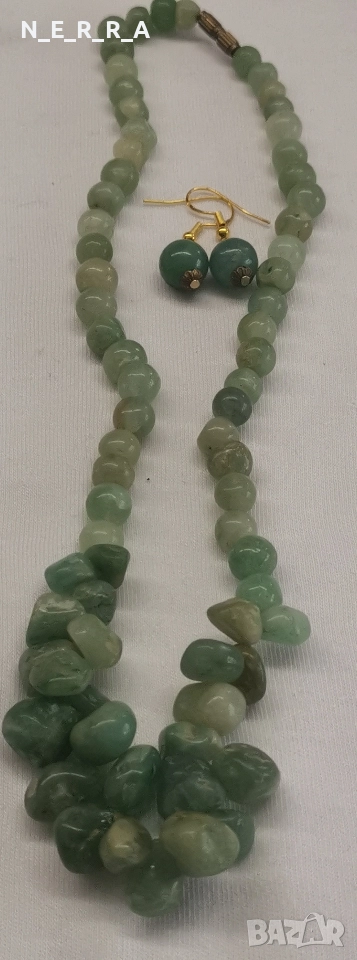 Комплект естествен камък-нефрит, снимка 1