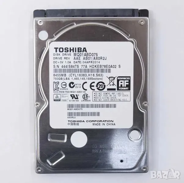 Твърд диск за лаптоп - SATA 750GB.-100% , снимка 1