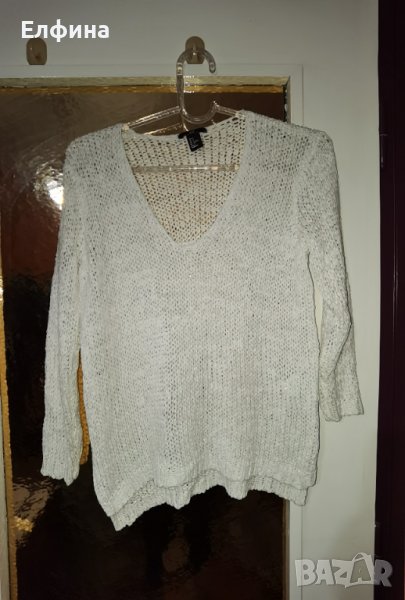 Бяла плетена дамска блуза, снимка 1