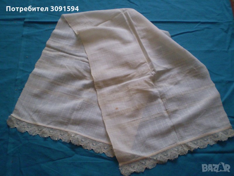 	19 век ръчно тъкана с плетена дантела  кърпа кенар, снимка 1