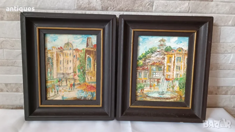 Картини "Пловдив" комплект два броя - 21/18см - Х.Журналов, снимка 1