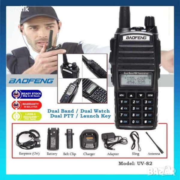 █▬█ █ ▀█▀ Нова Baofeng Uv82 8w 5000mah Професионална Двубандова РАДИОСТАНЦИЯ pmr, снимка 1