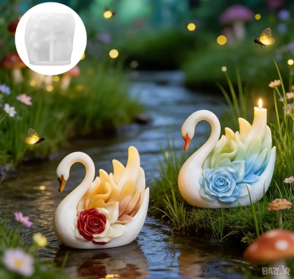 Молд лебед с роза, снимка 1