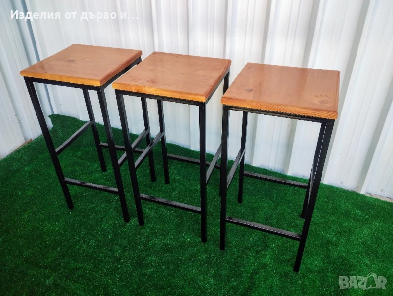 Столове с дърво и желязо по поръчка масив, снимка 1