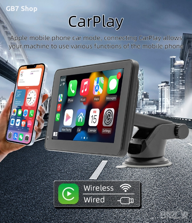  7" Универсална Android Навигация B500W Със Стойка За Табло + Подарък AHD Камера За Задно Виждане, снимка 1