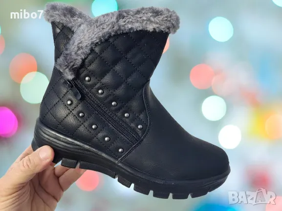  Дамски олекотени ботуши апрески с диагонален цип и топъл хастар., снимка 1