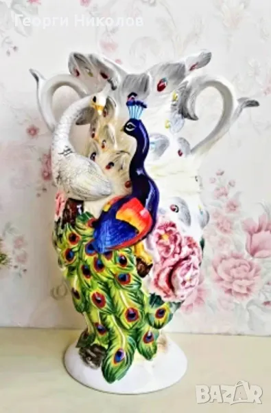 Ваза паун ръчно рисуване , снимка 1