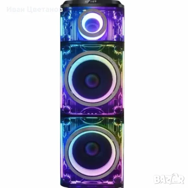 Професионална караоке тонколона Homey HM-1004-SP212 с два безжични микрофона, снимка 1