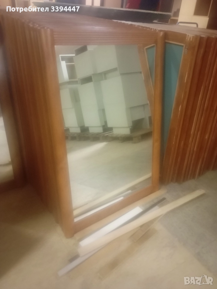 Огледало професионално в дървена рамка 110 на 80 см, снимка 1