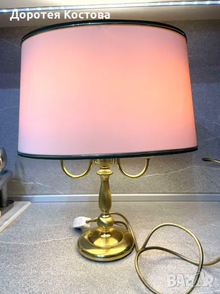 Красива двойна месингова лампа от Англия, снимка 1