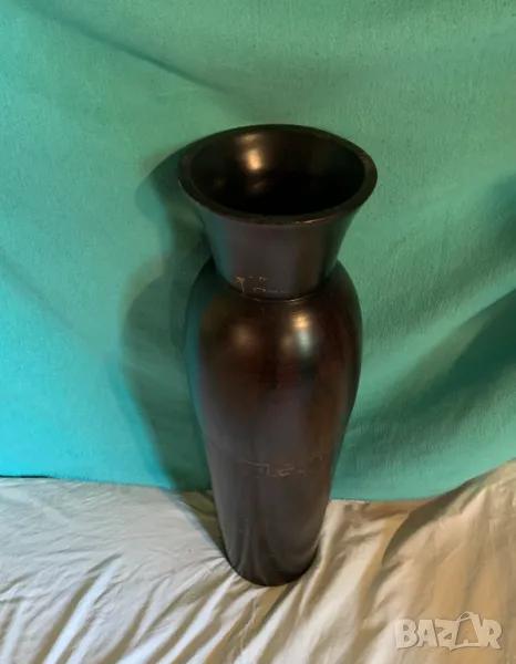 Дървена голяма ваза висока 80 см. Отвор 20 см., снимка 1