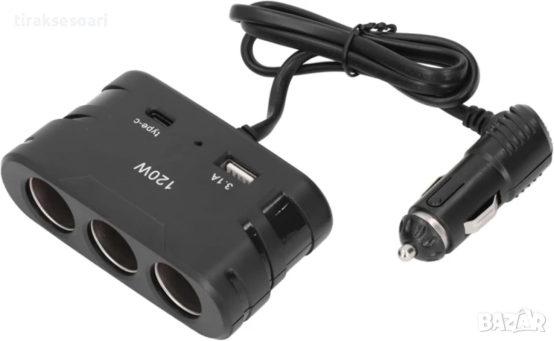 Разклонител за запалка 120W USB Type C , снимка 1