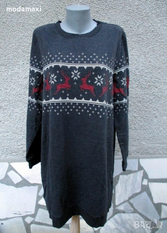 3XL/4XL Нова  блуза в сиво с еленчета, снимка 1