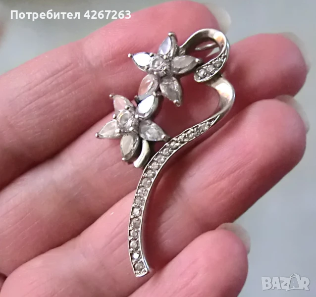 Голяма сребърна висулка с циркони, снимка 1