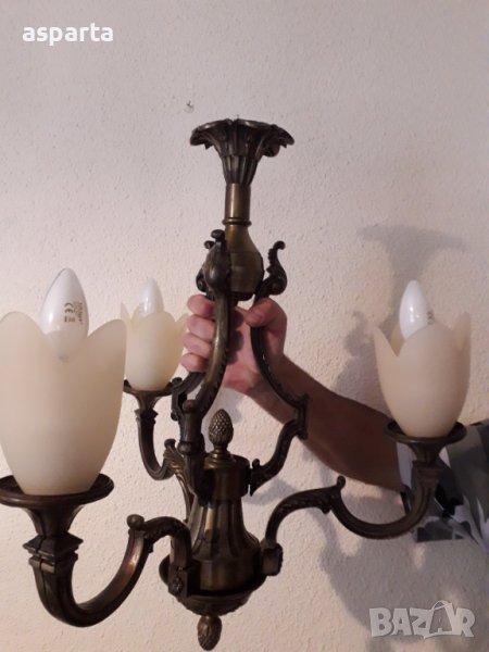 Комплект месингови полилей 3-ка, аплик 2-ка, 4 закачалки и шилт за врата, снимка 1