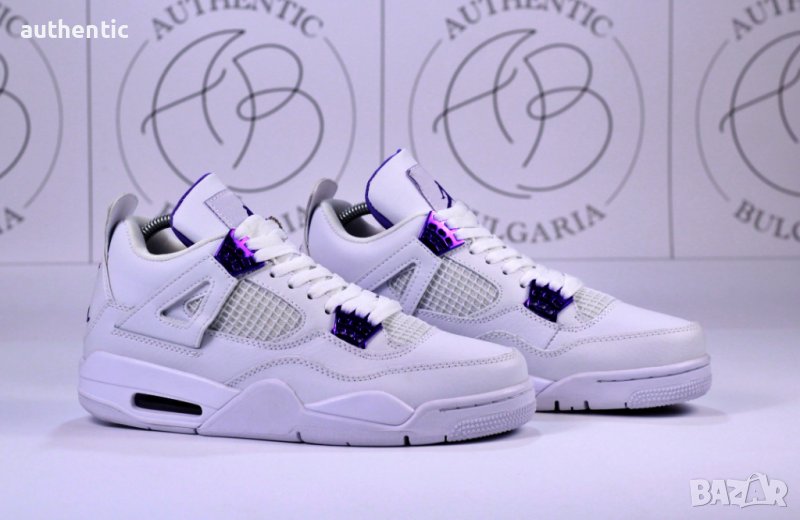 Nike Jordan Retro 4 White Oreo, Taupe Haze, Purple Metallic, снимка 1