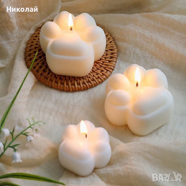 Силиконов молд за свещи котешка лапа , свещ кучешка лапа , форма за фондан , сапун епоксидна смола, снимка 1