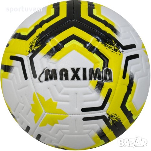 Футболна топка MAXIMA, Бял със жълт, Размер 5, снимка 1