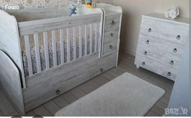 Нова дървена трансформираща се кошара дъб антик +подарък нов матрак и играчка , снимка 1