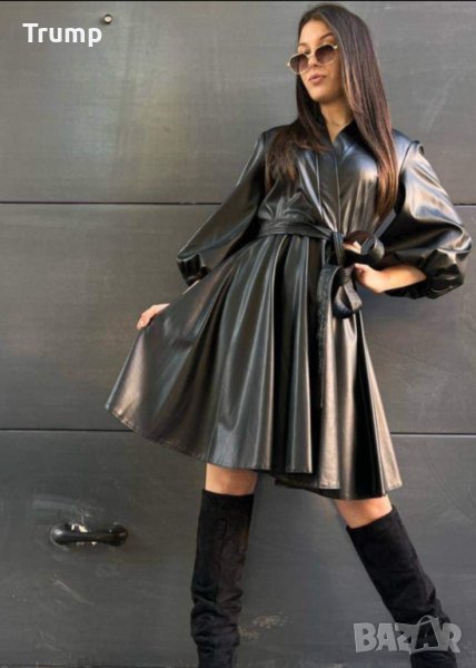 Красива кожена рокля, клош, снимка 1