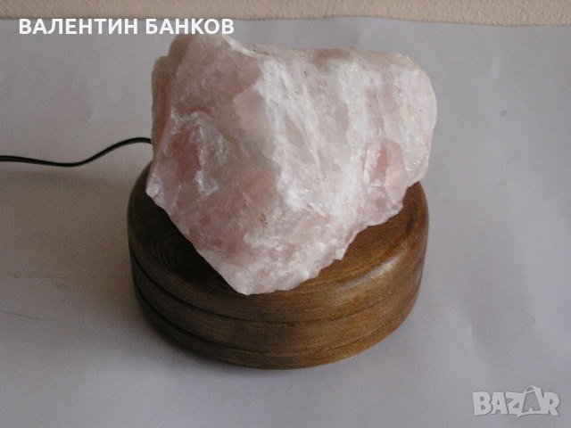 РОЗОВ КВАРЦ - НОЩНА ЛАМПА, снимка 3 - Настолни лампи - 24956463