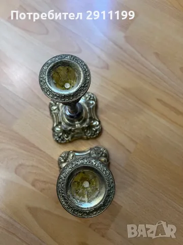 Метален свещник, комплект от 2 бр., снимка 6 - Антикварни и старинни предмети - 49973796