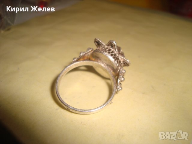 СТАРИНЕН СРЕБЪРЕН ПРЪСТЕН ФИЛИГРАН СРЕБРО 900 РЪЧНА ЮВЕЛИРНА МАЙСТОРСКА ФИНА ИЗРАБОТКА УНИКАТ 57501, снимка 9 - Антикварни и старинни предмети - 33051717