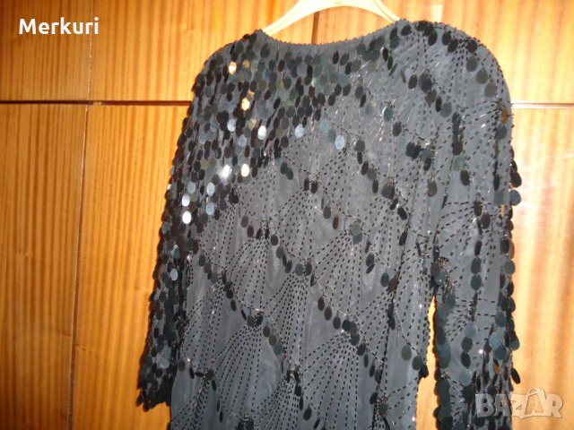 Дамска елегантна черна рокля с пайети, снимка 10 - Рокли - 27340614