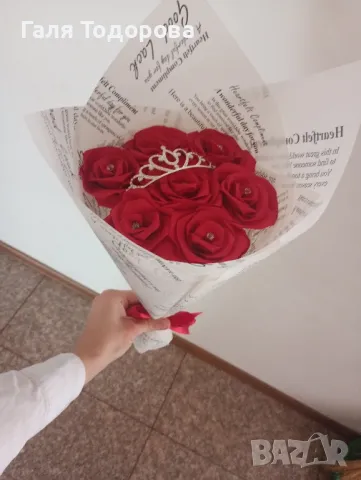 Букети от сатенени рози , снимка 3 - Изкуствени цветя - 49052734