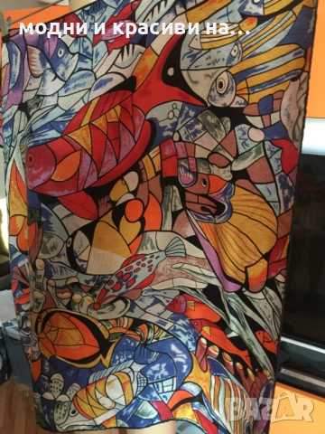 Копринен шал с десен морски свят, снимка 5 - Шалове - 52198580