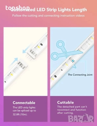 НОВА, ТЕСТВАНА Govee M1 RGBIC LED лента, 16.4 фута WiFi LED светлини за шкаф, телевизор, легло..., снимка 3 - Лед осветление - 51615227