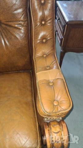 кожена холова гарнитура 3+1+1, снимка 9 - Дивани и мека мебел - 50700242