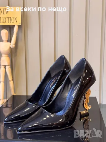 Yves Saint Laurent Дамски Черни Обувки На Златен Метален Ток - 2 Модела Код E271, снимка 10 - Дамски обувки на ток - 50415262