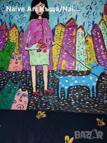 Картина платно маслени бои акрилни бои размер 42/42, снимка 2 - Картини - 52465911