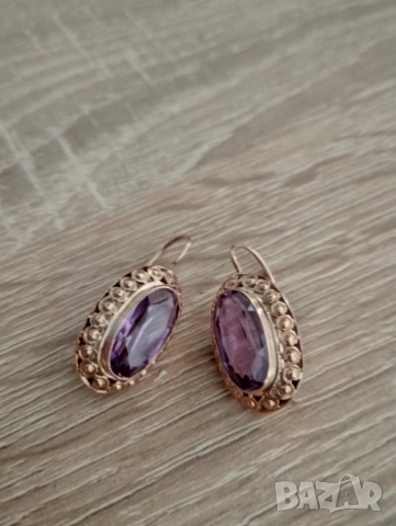 Руски златни обеци с александрит, снимка 3 - Обеци - 52549966