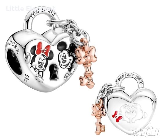 Сребърен елемент Пандора,Дисни"Аз и ти завинаги"/нов