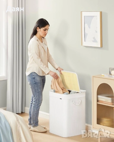 Кош за пране 95L, бамбук, SONGMICS, снимка 2 - Други стоки за дома - 53437634