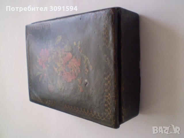 Стара Кутия Папие -маше  Ръчно рисувана, снимка 4 - Антикварни и старинни предмети - 34582246