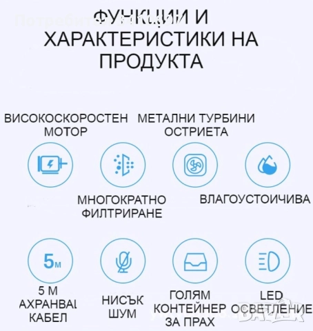 Ръчна преносима автомобилна прахосмукачка 106W мощност TWC-02 - AUTO CLEAN14, снимка 12 - Прахосмукачки - 52569349